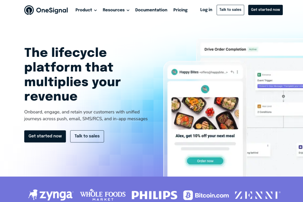 OneSignal 웹사이트 미리보기